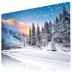 Snow Mountain Forest Winter Christmas Desk Mat for Keyboard and Mouse Desk Pad - Picture 1 of 6