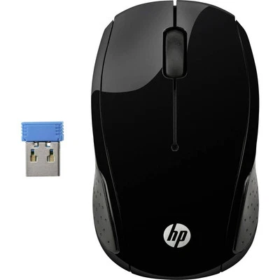 HP Wireless 200 Maus Funk Optisch Schwarz 3 Tasten 1000 dpi - Bild 1 von 3