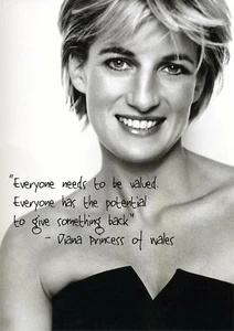 Prinzessin Diana Poster schwarz-weiß inspirierendes Zitat Druck A3/A4 Wandkunst - Bild 1 von 5