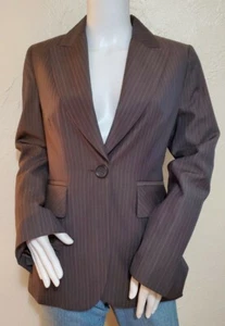 NWT Banana Republic Womens Size 4 Brown Pink Striped 1 Button Blazer (Damaged) - Picture 1 of 7