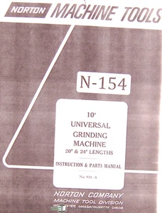 Norton 10", 20" & 24", Universal Grinding Machine, Instructions and Parts Manual - Picture 1 of 6