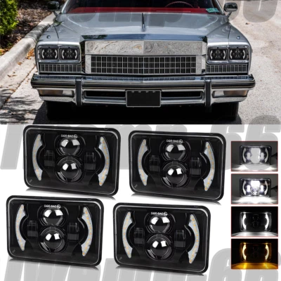 4pcs 4x6" Led Headlights fit Pontiac Parisienne 1975 1976 1977 1978 1979 1980-85 - Image 1 of 4