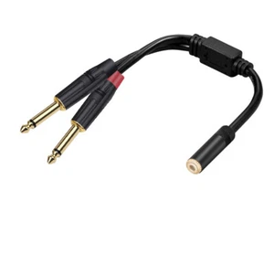 1/8 TRS Female to Dual TS 1/4 Male Stereo Breakout Splitter Adapter Y Cable - Picture 1 of 6