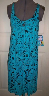 WOMEN'S JUNIORS LUCY LOVE FLORAL PRINT TURQUOISE SUNDRESS FUN DRESS NEW $55 - Image 1 of 2