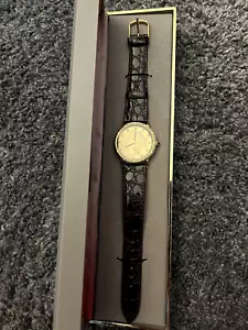 Vtg Dufonte Lucien Piccard Liberty Coin Watch Blue Sapphire Crown Swiss 17 Jewel - Picture 1 of 6