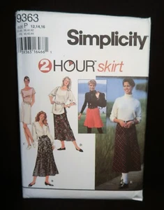 Simplicity 9363 Misses/Miss Petite 2 Hour Skirts 1995 Pattern size 12-14-16 Cut - Picture 1 of 2