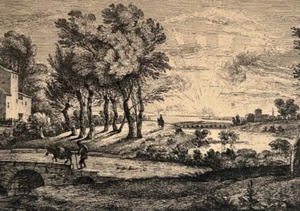 Antique Etching Original Claude LE LORRAIN (1600-1682) Landscape, Forest, People - Picture 1 of 8