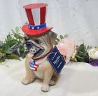 Figurine Martha Stewart Patriotic Pug Dog Statue Stars & Stripes Haut Chapeau HTF