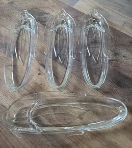 Vintage Set of 4 Clear Heavy Glass Corn Shaped Corn on the Cob Holders trays  - Picture 1 of 6