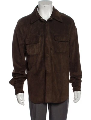 Michael Kors VTG Brown Suede Leather Shacket Commuter Utility Jacket Coat Sz L - Image 1 of 4