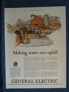 1926 GE General Electric Dairy Farm Scene  Electricity Supplies Water - Mag. Ad - Picture 1 of 1