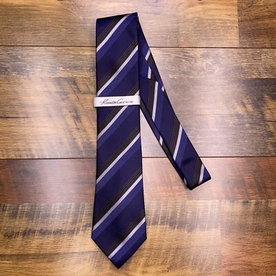 Corbata Kenneth Cole New York Azul Silm Rayas Nueva Foto 1 de 4