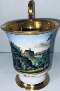 KPM TAZZA DA TÈ IN PORCELLANA FÜRSTENSTEIN GERMANIA SCENA DIPINTA A MANO SONTUOSA FINITURA ORO - Foto 1 di 14
