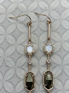 Kendra scott mary gene earrings linear rose gold ivory pearl pyrite