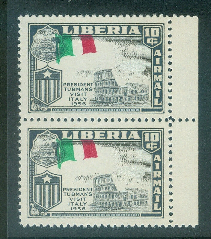 Liberia 1958, Visit to ITALY PAIR MISPLACED FLAG, NH #C114 - Image 1 of 1