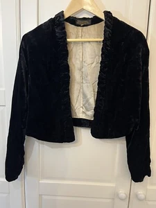 VINTAGE Antique Artvel Black Velvet Evening jacket 1920's Original Condition S-M - Picture 1 of 10