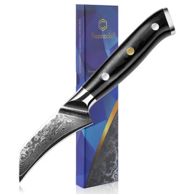 Sunnecko Damasco Cuchillo Pelador de 3 pulgadas Herramienta de Cocina de Precisión para Cocinar Foto 1 de 4