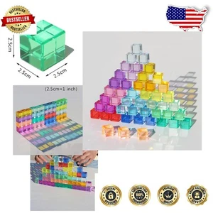 Colorful Crystal Blocks - 48 Hand-Sanded Learning Toys for Kids' Stacking Fun - Picture 1 of 8