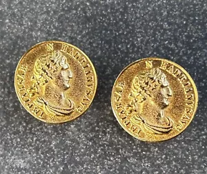 ORECCHINI VINTAGE BEN AMUN tono oro 24kt TARGA ORO Impero Romano Moneta Cechov FIRMATI - Foto 1 di 10