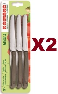 KAIMANO DYNAMIK BROWN STAINLESS STEEL TOOTHED TIP 12 TABLE KNIFE SET - Picture 1 of 4