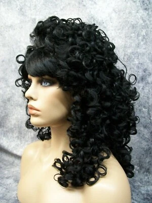 Black Boogie Babe Wig Curly Perm Disco Queen 70s Gal 80s Groupie Roller Rink NEW - Image 1 of 4