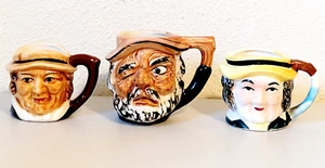 3 Vintage Toby Style Figural Mugs Cups Collectable 2.75" - 3.25" - Picture 1 of 7