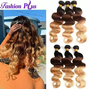 Ombre Human Hair Extensions Body Wave Bundles Hair Weft Colored Remy Hair Bundle - Picture 1 of 23