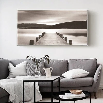 Abstract Bridge Black White Decorative Paint Silk Canvas Poster Unframed A445 - Image 1 of 4