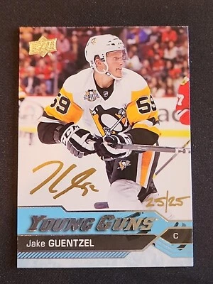 Upper Deck #525 Jake Guentzel Young Guns Buybacks Autograph Gold Ink 25/25 - Image 1 of 4