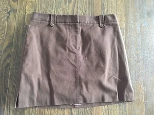 NWT BCBGMAXAZRIA Brown Button Belt Loop Waist Slit Hem Lined Skirt Womens sz 8 - Picture 1 of 9