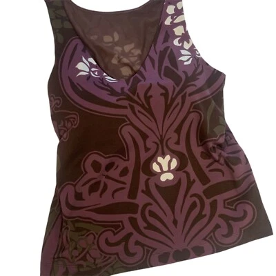 Athleta V 领梅棕色运动服瑜伽背心内置文胸尺寸 34DD — 第 1/4 张图片