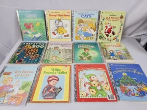 12 Vintage Childrens Little Golden BOOKS hardcover Christmas Mermaid Day zoo - Foto 1 di 7