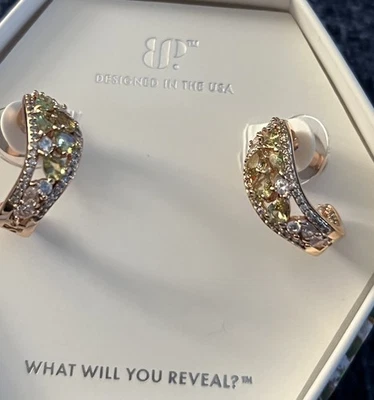 Bomb Party Earrings Hoops August 2025 Lab Created Peridot R.Gold Plate - Image 1 of 3