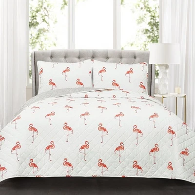 Kelly Flamingo Edredón Reversible Juego de Ropa de Cama 3 Piezas con Fundas de Almohada, King,... Foto 1 de 4