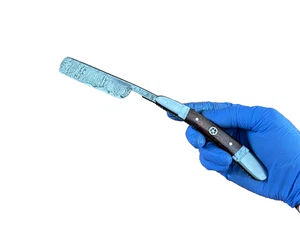 Damascus Straight Razor Shavette Handmade by Home Town Knives - Picture 1 of 9