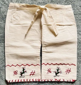 Vintage Kid’s Linen Embroidered Pleated Pants - Cactus - Southwest Cinco De Mayo - Picture 1 of 3