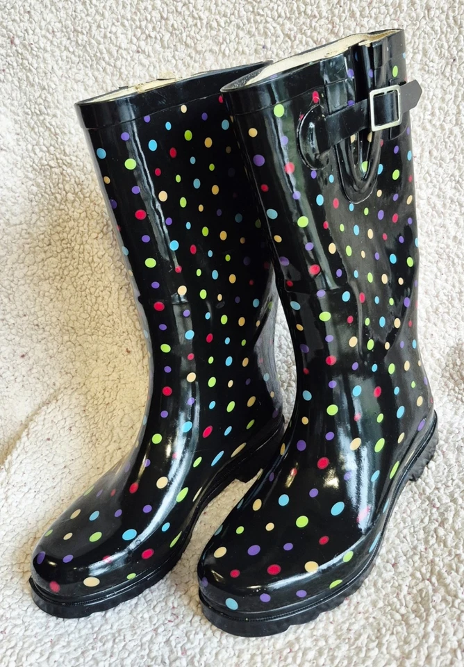 polka dot rubber boots-almost new Foto 1 de 3