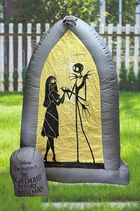 Luftgeblasener Bogen mit Jack und Sally Silhouetten 7 Fuß hoch Halloween aufblasbar - Bild 1 von 6