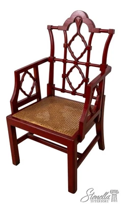 70084: Sillón chino Chippendale con asiento de caña acabado rojo Foto 1 de 4
