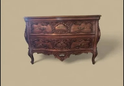 Cajonera antigua de nogal Karges Luis XV bomba serpentina con arco frontal Foto 1 de 4