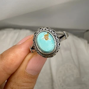 925 Sterling Silver Ring Oval Turquoise 10x6mm Natural Gemstone Women Jewelry - Picture 1 of 10
