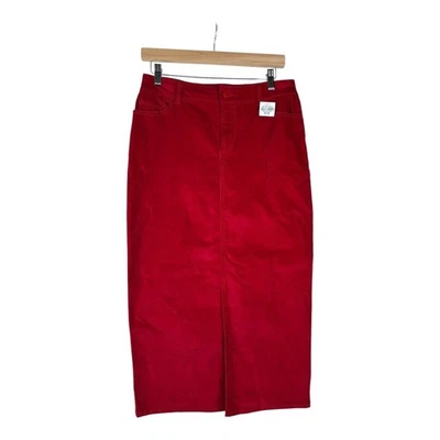 NWT Liz Claiborne Womens Mid Rise Midi A-Line Skirt Size 4 Rumba Red - Image 1 of 4