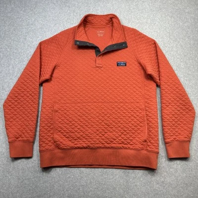 LL Bean Sudadera Acolchada Mediana Naranja A Presión Cuello Simulado Preppy Informal Exterior Foto 1 de 4