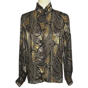 Vintage Tess Sheer Stripe Paisley Blouse Size 6 Mobwife Career Work Top 80s-90s - Picture 1 of 9