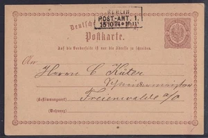 75566) BERLIN POST-AMT 1 Postkarte 1874 nach Freienwalde/Oder - Picture 1 of 2
