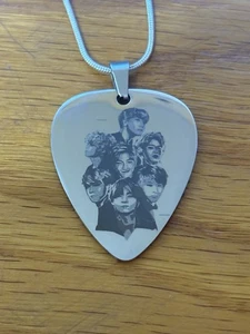 Guitar Pick Necklace Pendant STAINLESS STEEL Kpop w/ Sterling Silver chain - Picture 1 of 1