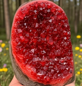 300G+Large Red Geode Quartz Cluster Quartz Crystal Healing Reiki Gift Home Decor - Picture 1 of 8