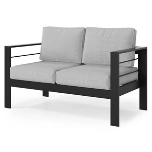 Outdoor Loveseat, All-Weather Metal Aluminum Outdoor Patio Furniture Sofa with 5 - Picture 1 of 6