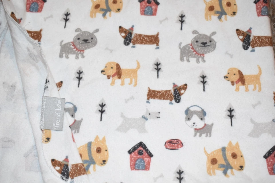 K6 !WOW! TREND LAB Puppy DOGS Cotton Flannel Receiving Baby Crib Blanket - Image 1 of 2