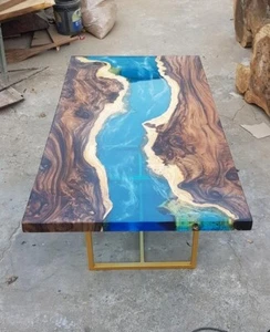 River Epoxy Resin Center Sofa Coffee & Dining Table Top Handmade Modern Art Deco - Picture 1 of 9